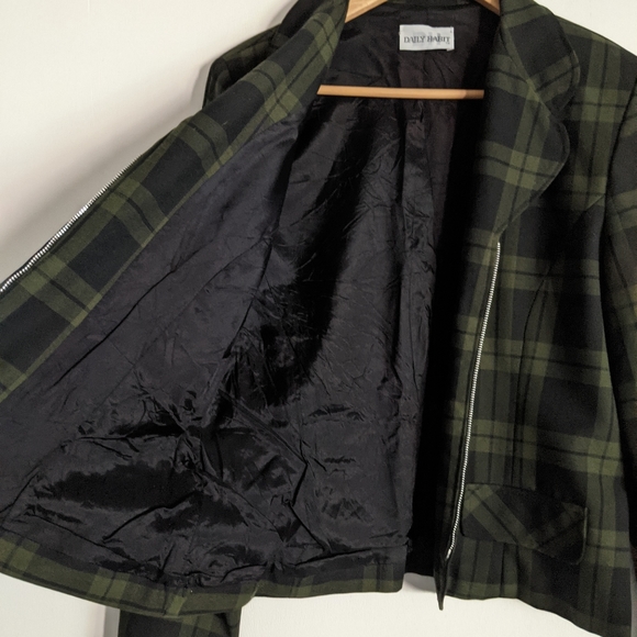VTG 90's DAILY HABIT Plaid Blazer Zip Front Jacket - Picture 3 of 11